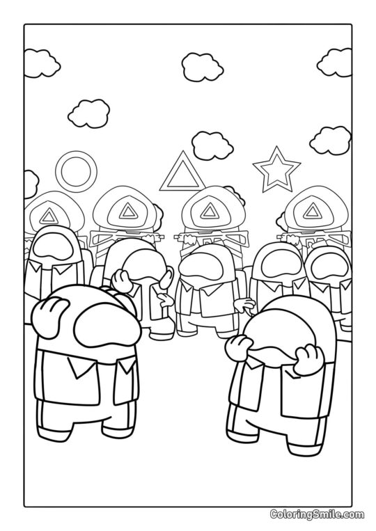 Among Us bei Squid Game - Ausmalbild