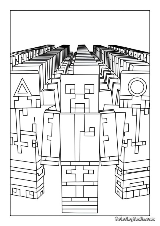 Minecraft bei Squid Game - Ausmalbild