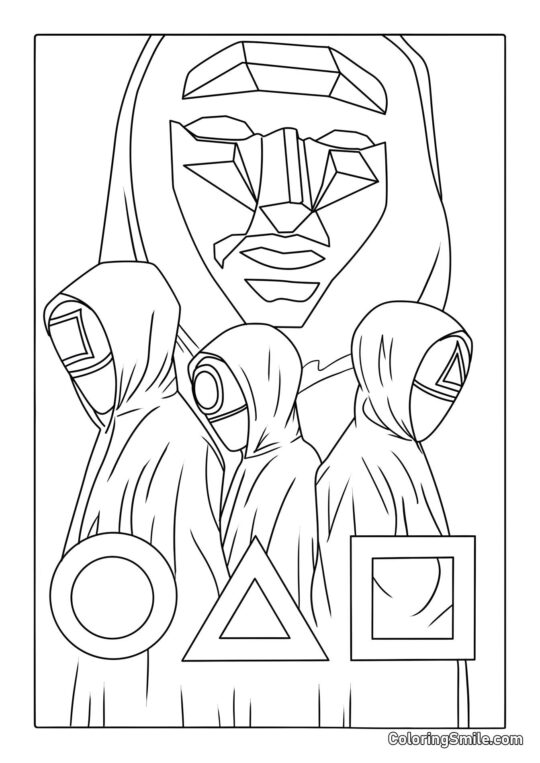 Gastgeber und Arbeiter aus Squid Game - Ausmalbild