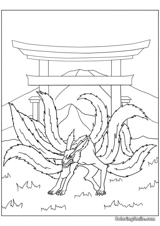 Kurama mit Neun Schwänzen - Ausmalbild