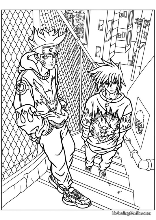 Naruto und Sasuke - Ausmalbild