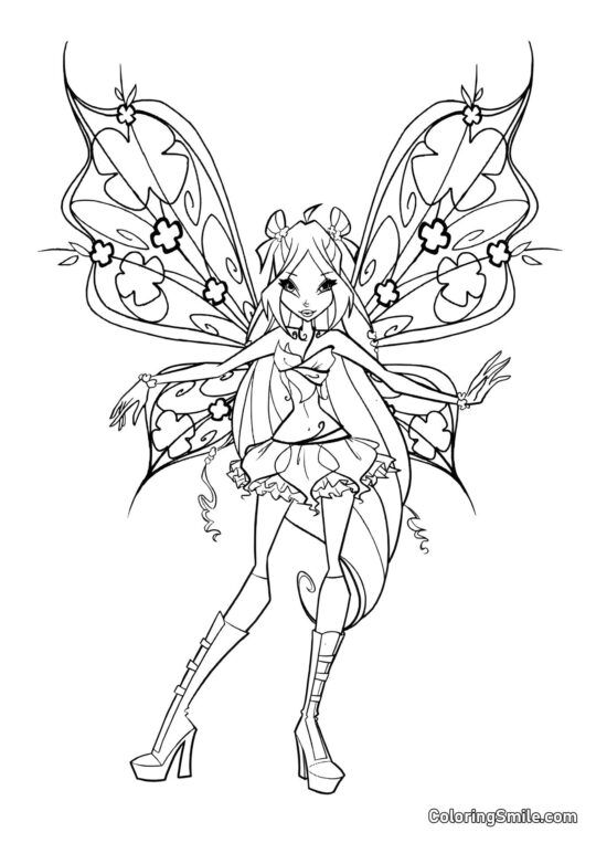 Schöne Fee Flora - Ausmalbild