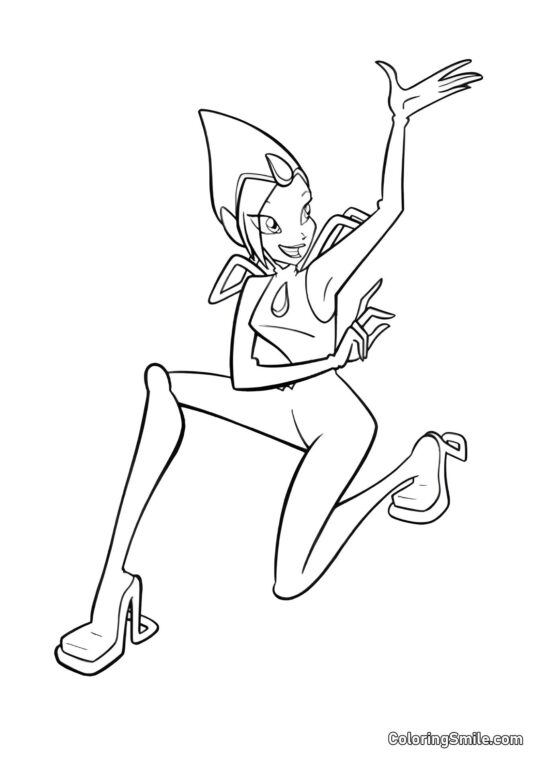 Fröhliche Tecna - Ausmalbild