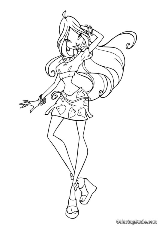 Flora – Fashionista - Ausmalbild