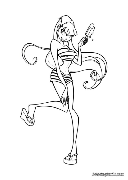 Stella mit Eiscreme - Ausmalbild