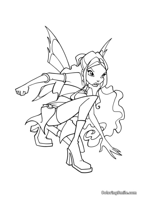 Layla bereit zum Kämpfen - Ausmalbild