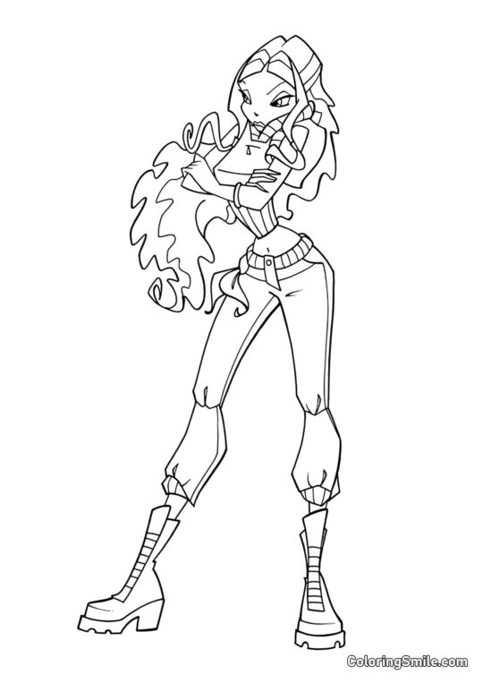 Layla mit Stirnrunzeln - Ausmalbild