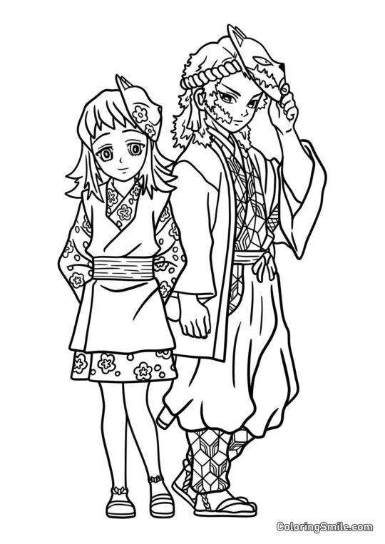 Makomo und Sabito - Ausmalbild