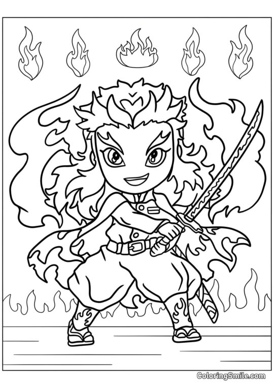 Niedlicher Kyojuro Rengoku - Ausmalbild