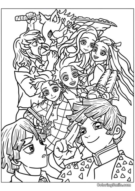 Demon Slayer: Blume des Glücks - Ausmalbild