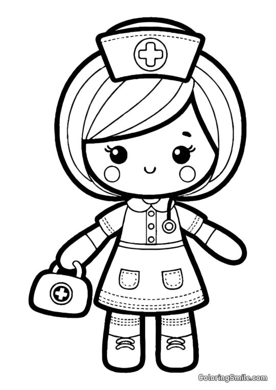 Krankenschwester Puppe - Ausmalbild