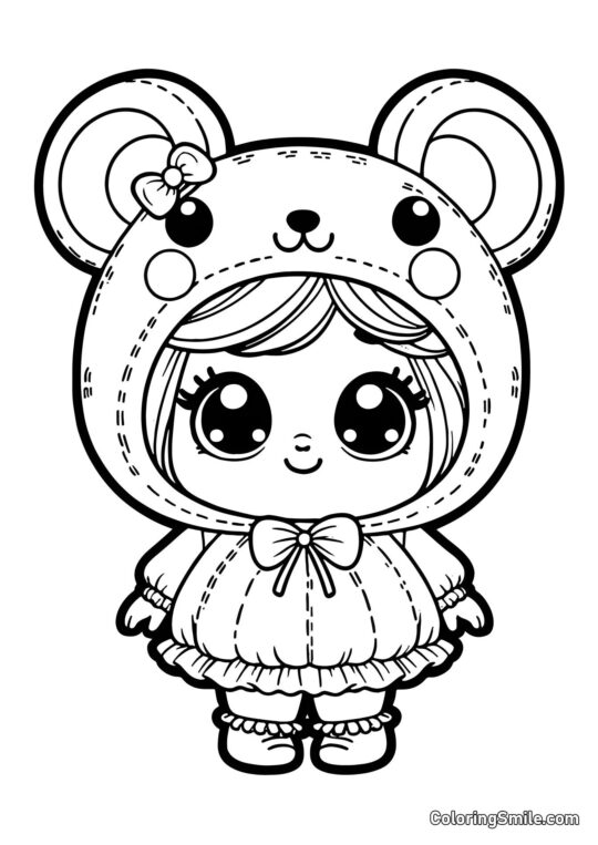 Puppe im Hamsterkostüm - Ausmalbild