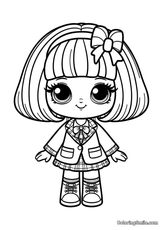 Schulmädchen Puppe - Ausmalbild