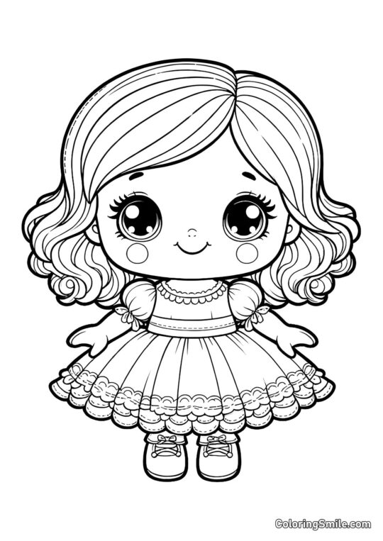 Niedliche kleine Puppe für Babys - Ausmalbild