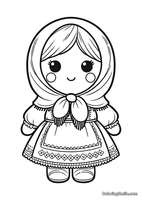 Puppe mit Schal - Ausmalbild