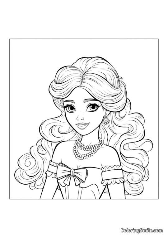 Puppe mit einer luxuriösen Halskette - Ausmalbild