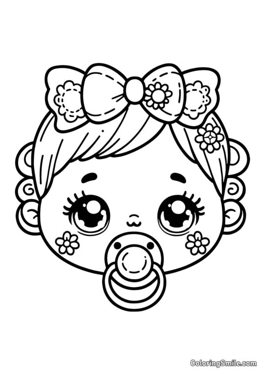 Welpenpuppe mit Schnuller - Ausmalbild