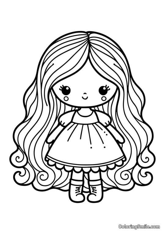 Niedliche Babypuppe - Ausmalbild