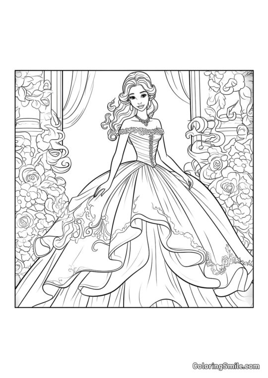 Puppe beim Ball - Ausmalbild