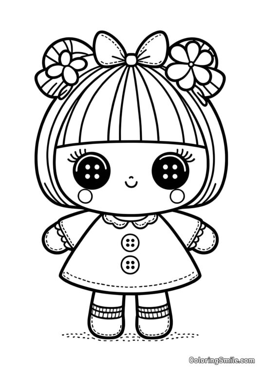 Puppe mit Knopfaugen - Ausmalbild