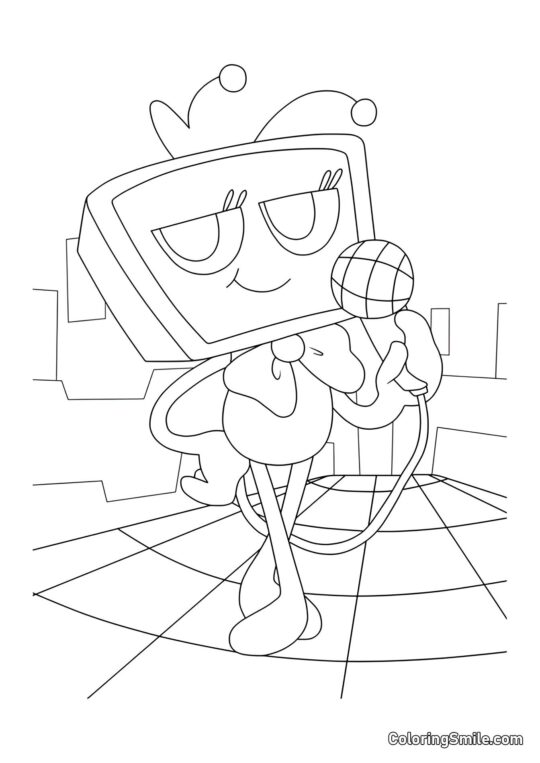 Vi mit einem Mikrofon Vi mit einem Mikrofon - Ausmalbild