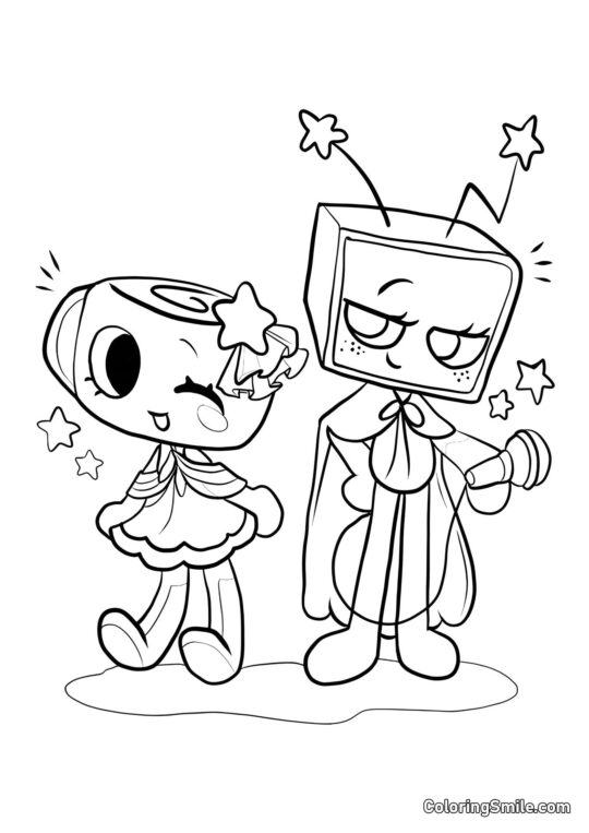 Shelly und Vi aus Dendys Welt Shelly und Vi aus Dendys Welt - Ausmalbild