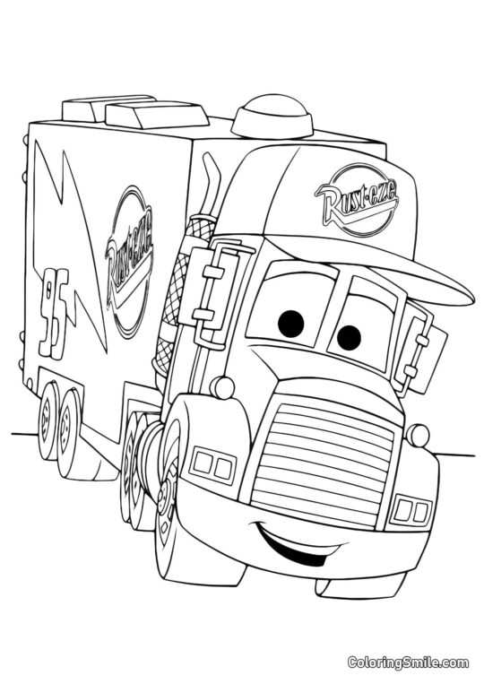 Lkw auf der Straße Lkw auf der Straße - Ausmalbild