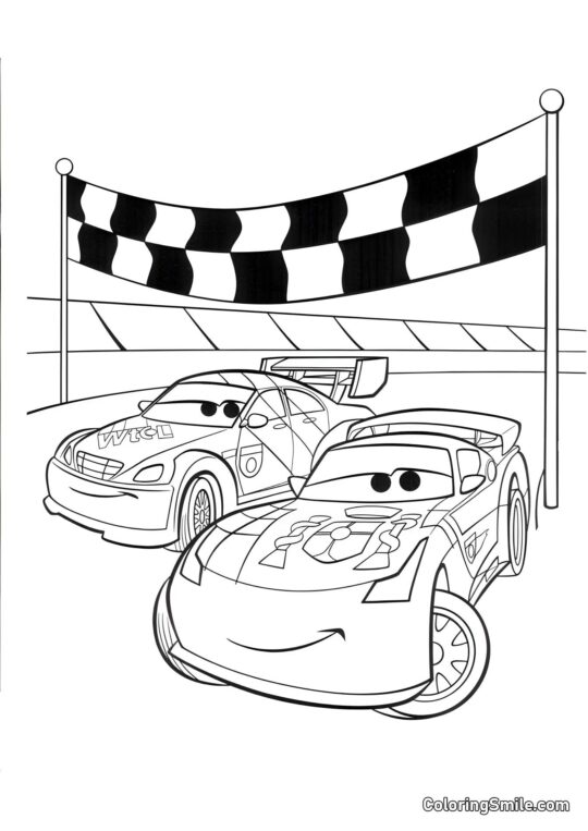 Autos am Ziel Autos am Ziel - Ausmalbild