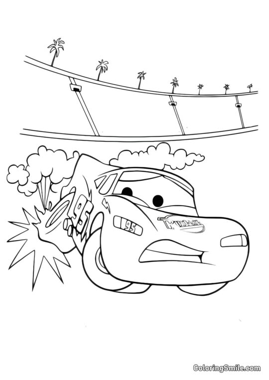 Auto mit einem Platten Auto mit einem Platten - Ausmalbild