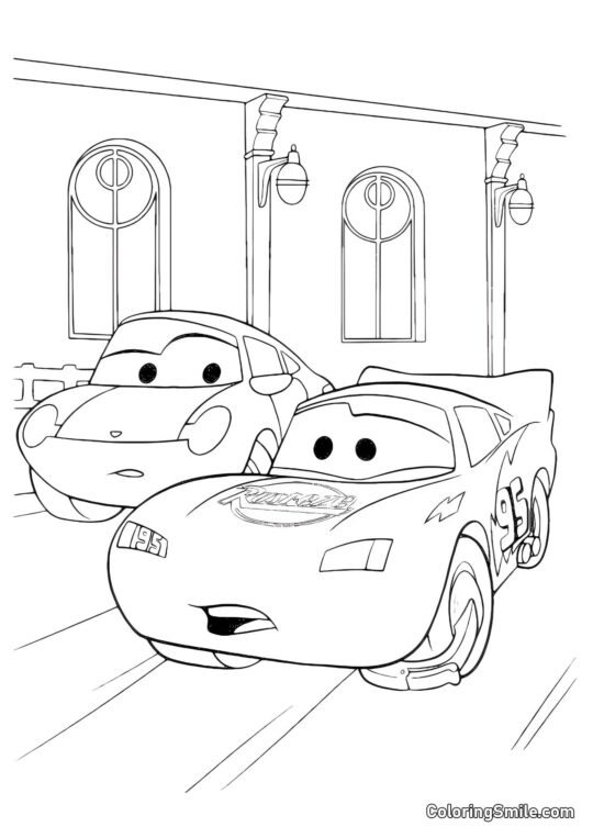 McQueen mit einem blockierten Rad McQueen mit einem blockierten Rad - Ausmalbild