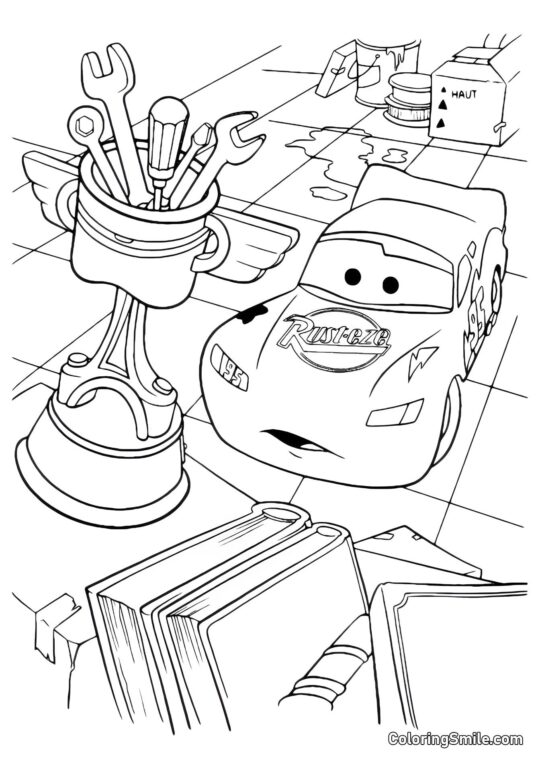 McQueen und der Pokal McQueen und der Pokal - Ausmalbild