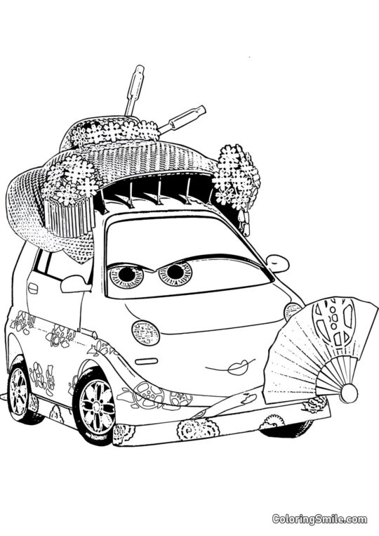 Japanisches Auto mit einem Ventilator Japanisches Auto mit einem Ventilator - Ausmalbild