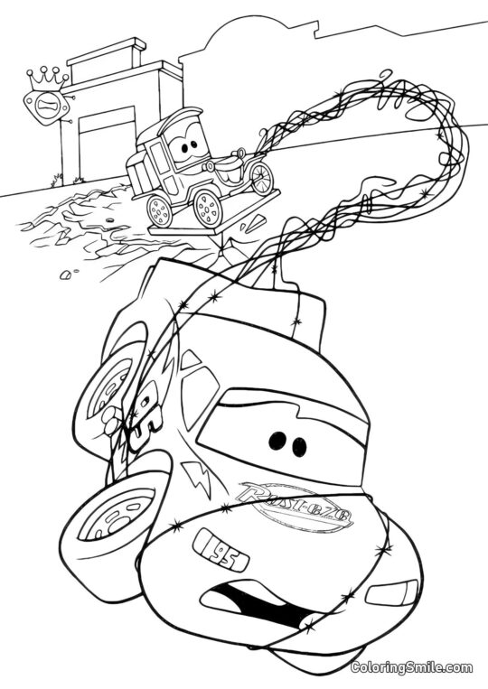 Auto im Netz gefangen Auto im Netz gefangen - Ausmalbild