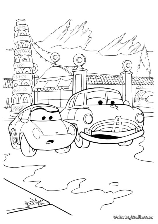 Autos an der Kreuzung Autos an der Kreuzung - Ausmalbild