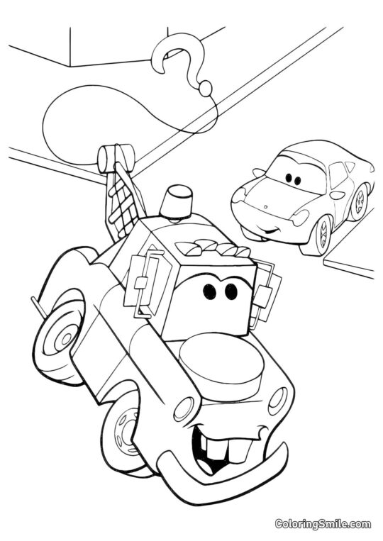 Auto mit einem Haken Auto mit einem Haken - Ausmalbild