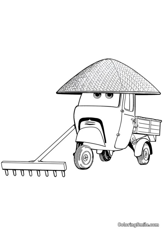 Auto mit Rechen Auto mit Rechen - Ausmalbild