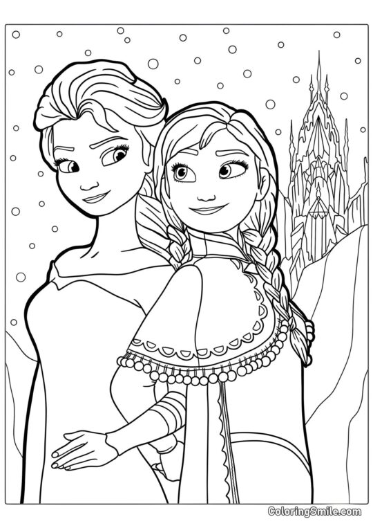 Schwestern Elsa und Anna - Ausmalbild