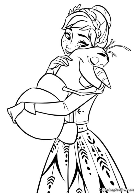 Anna umarmt Olaf - Ausmalbild