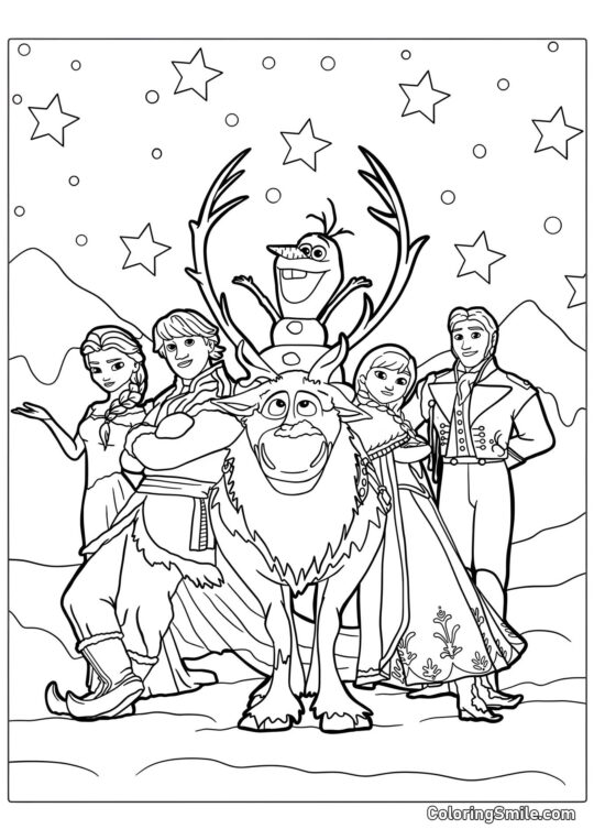 Charaktere aus Die Eiskönigin Zeichentrickfilm - Ausmalbild