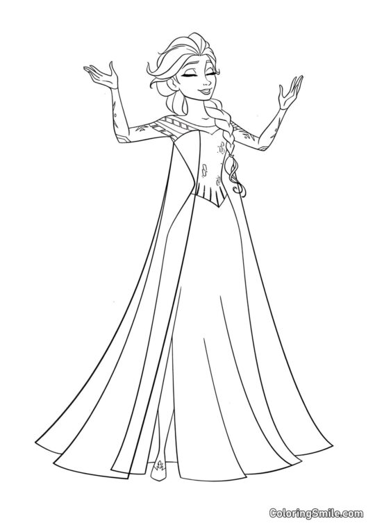 Elsa mit erhobenen Händen - Ausmalbild