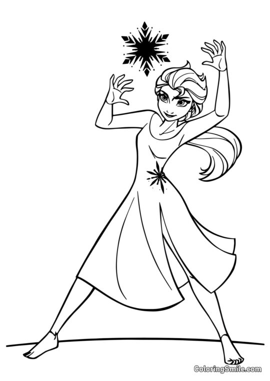 Elsa und eine Schneeflocke - Ausmalbild