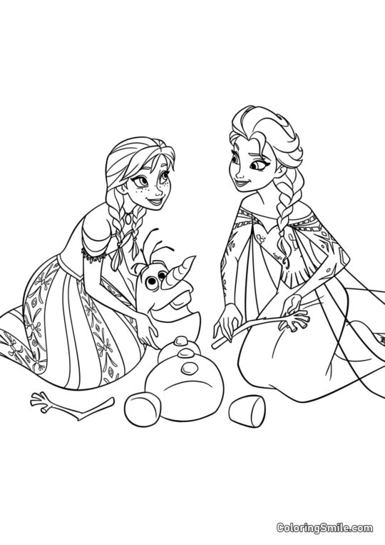 Anna, Elsa und Olaf - Ausmalbild