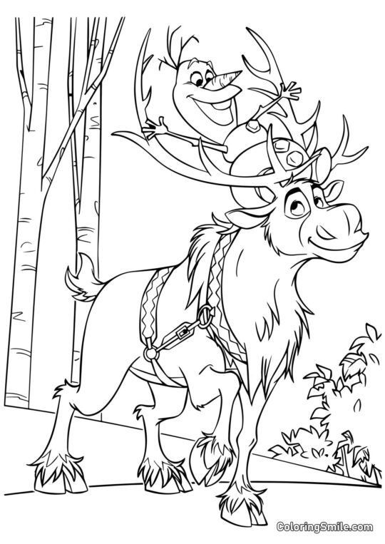 Olaf und Sven im Wald - Ausmalbild
