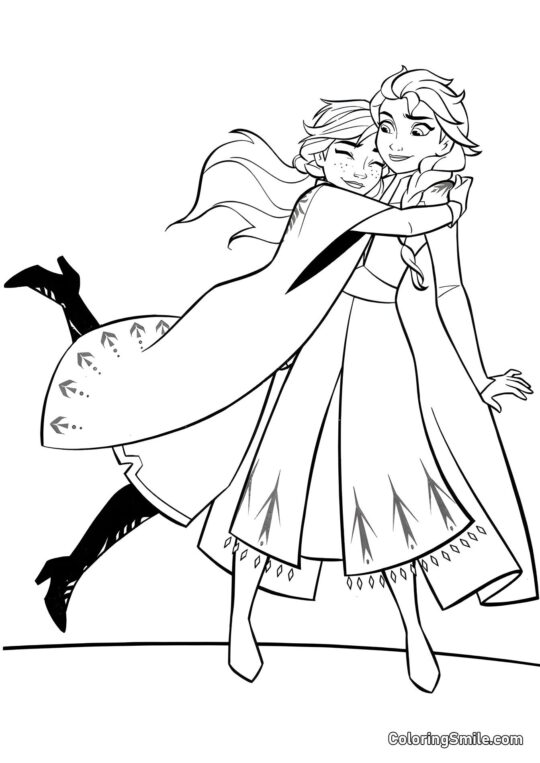 Anna umarmt Elsa - Ausmalbild