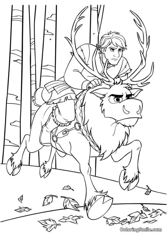 Kristoff reitet auf Sven - Ausmalbild