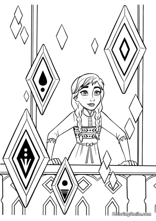 Anna und die elementaren Kristalle - Ausmalbild