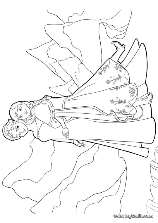 Anna und Elsa zusammen - Ausmalbild