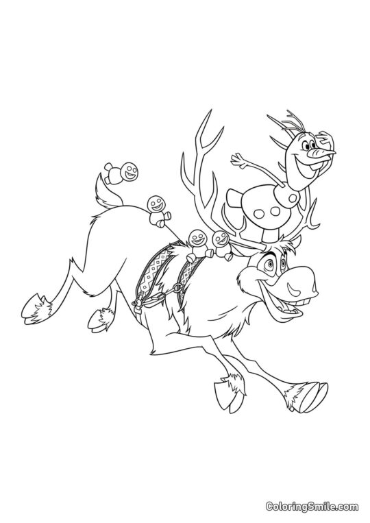 Olaf reitet auf Sven - Ausmalbild