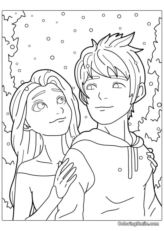 Elsa und Eis-Jack - Ausmalbild